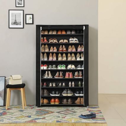 Stoffschrank mit Regalen MATIS 100x162 cm schwarz