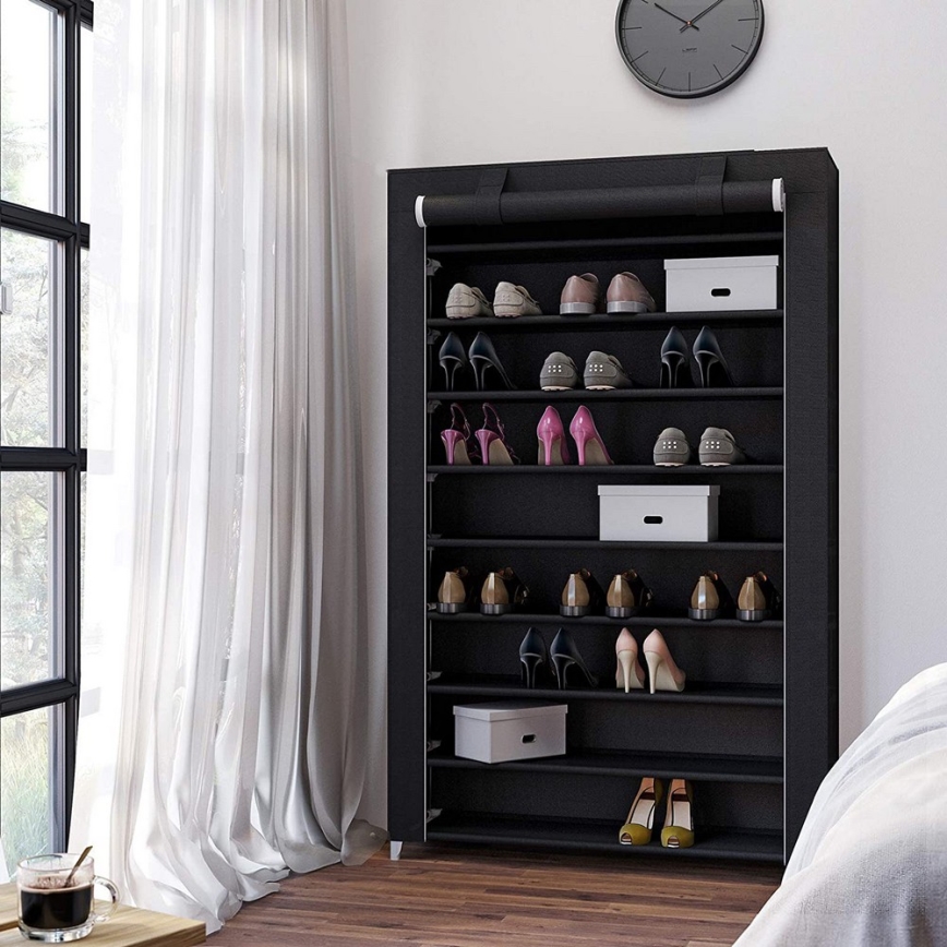 Stoffschrank mit Regalen MATIS 100x162 cm schwarz