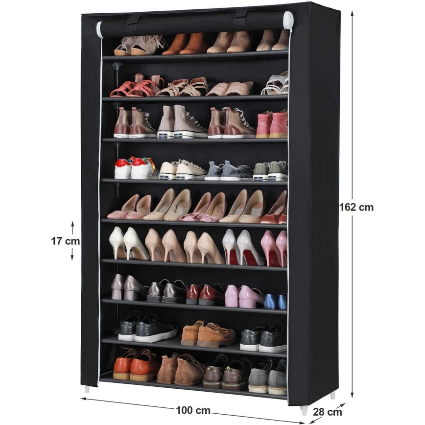 Stoffschrank mit Regalen MATIS 100x162 cm schwarz