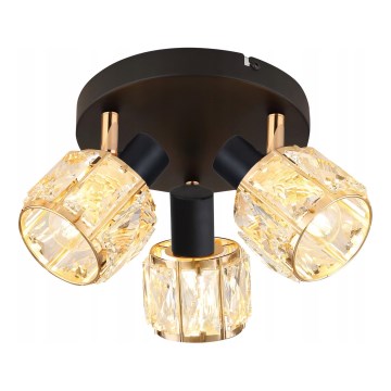 Strahler DUBAI 3xE14/40W/230V d 36 cm schwarz/golden