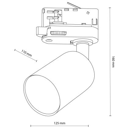 Strahler für 3-Phasen-Schienensystem TOP 1xGU10/10W/230V schwarz