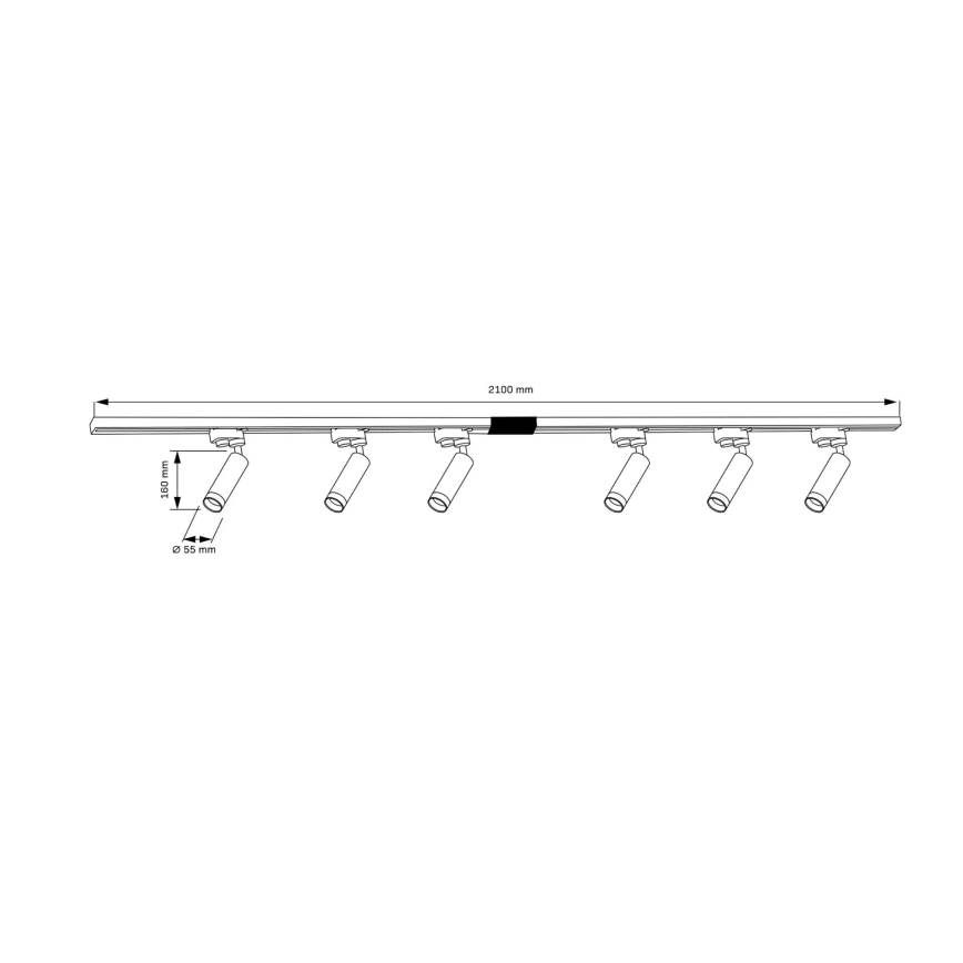 Strahler für Schienensystem FADO 6xGU10/10W/230V + 2x1 m Schienensystem weiß