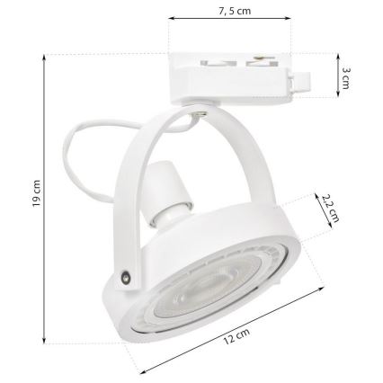 Strahler für Schienensystem LUGAR 1xAR111 - GU10/25W/230V