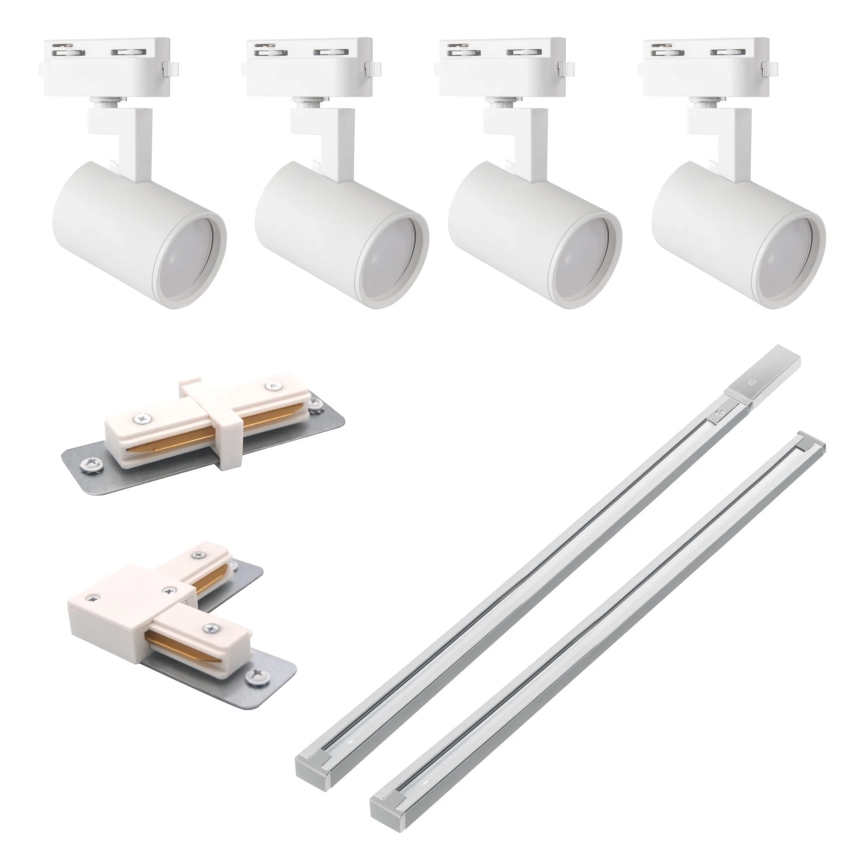 Strahler für Schienensystem LYNX 4xGU10/10W/230V + 2 x 75 cm Schienensystem weiß