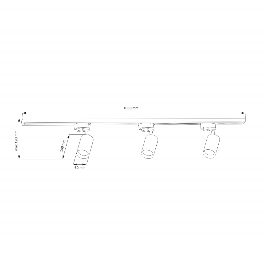 Strahler für Schienensystem MARIBEL 3xGU10/10W/230V +1 m Schienensystem golden