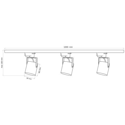 Strahler für Schienensystem MINOR 3xGU10/10W/230V + 1 m Schienensystem schwarz
