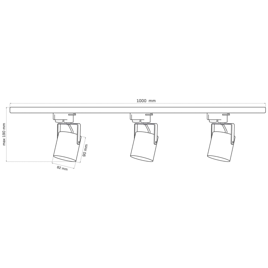 Strahler für Schienensystem MINOR 3xGU10/10W/230V + 1 m Schienensystem schwarz