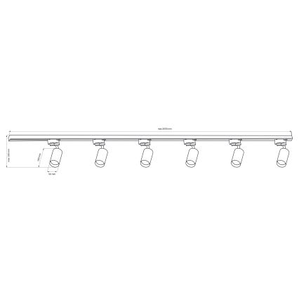 Strahler für Schienensystem PARIS 6xGU10/10W/230V + 2x1 m Schienensystem weiß