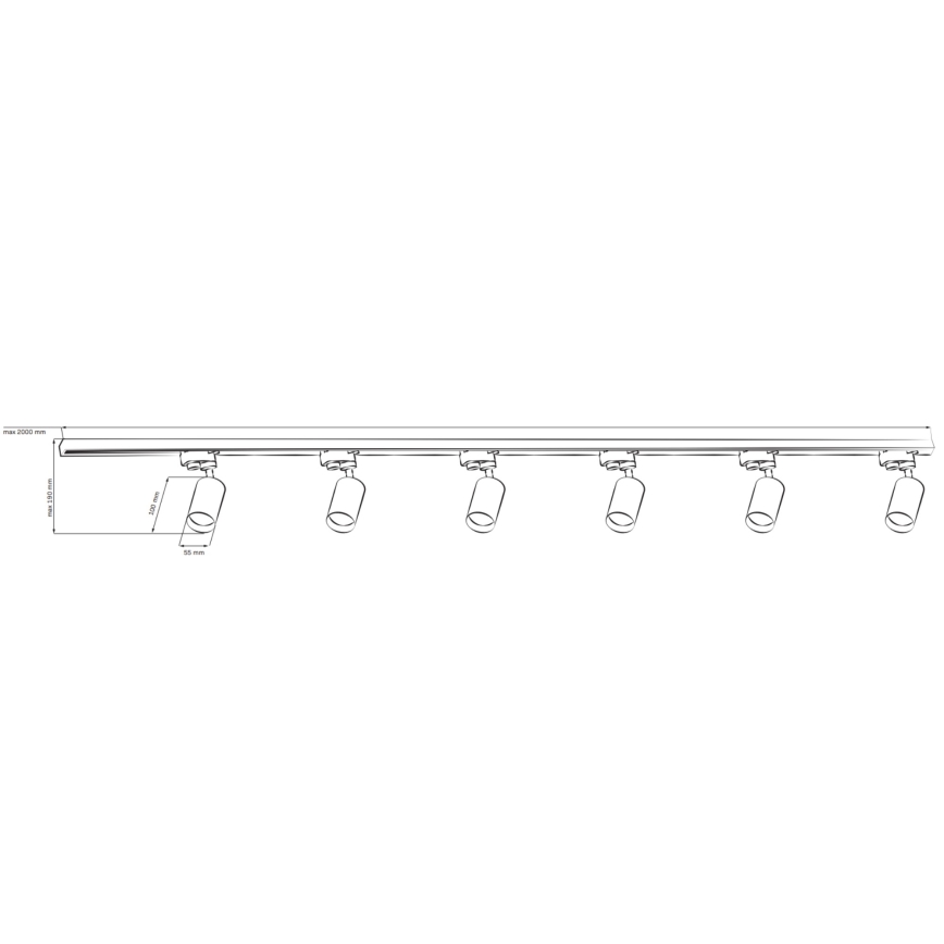 Strahler für Schienensystem PARIS 6xGU10/10W/230V + 2x1 m Schienensystem schwarz