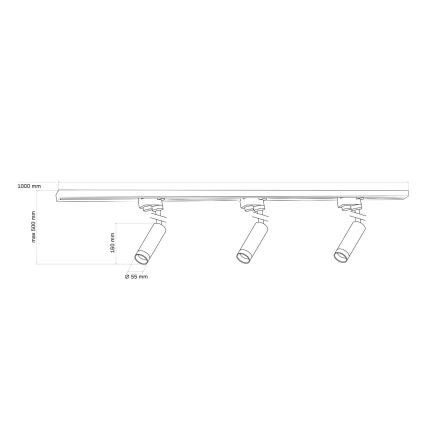 Strahler für Schienensystem PORTO 3xGU10/10W/230V + 1 m Schienensystem schwarz
