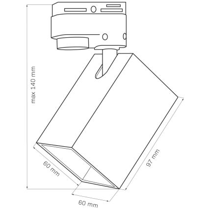 Strahler für Schienensystem SQUARE 3xGU10/10W/230V + 1 m Schienensystem schwarz