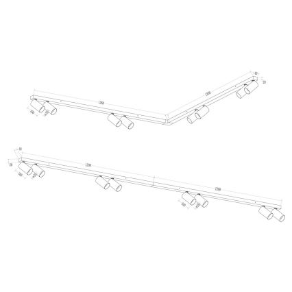 Strahler HERO SPOT 8xGU10/9W/230V schwarz