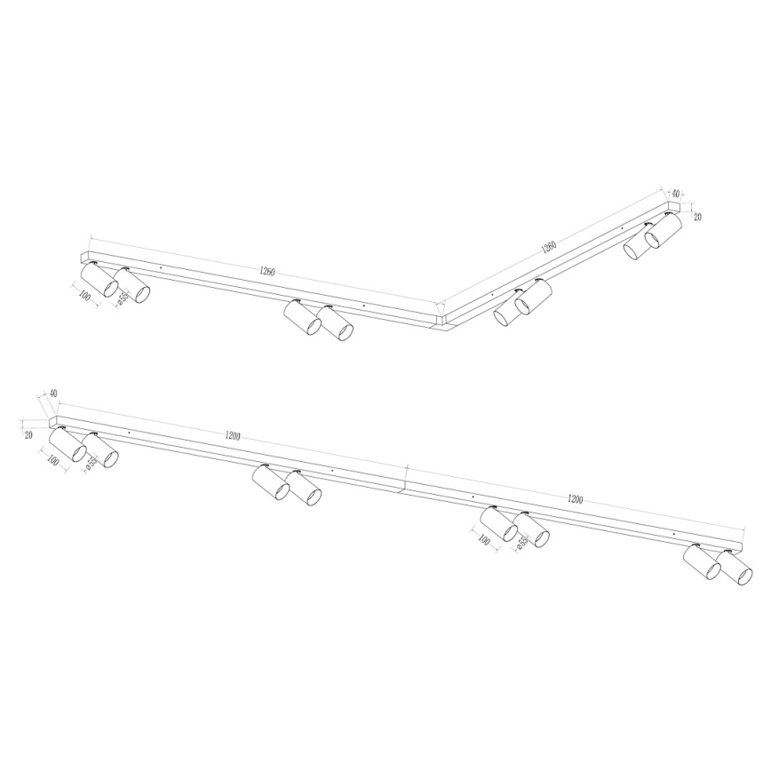 Strahler HERO SPOT 8xGU10/9W/230V schwarz