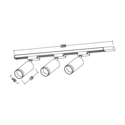 Strahler im Schienensystem PIPE 3xGU10/10W/230V schwarz
