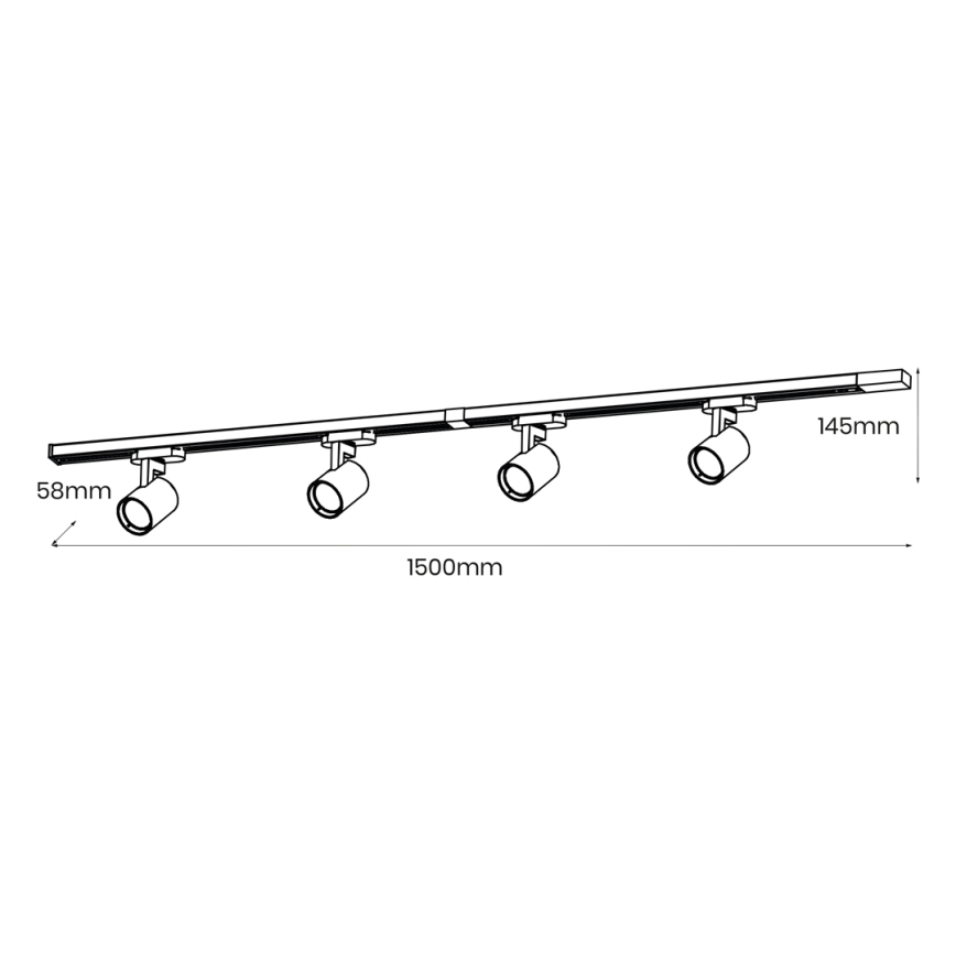 Strahler mit Schienensystem VOLF 4xGU10/10W/230V schwarz
