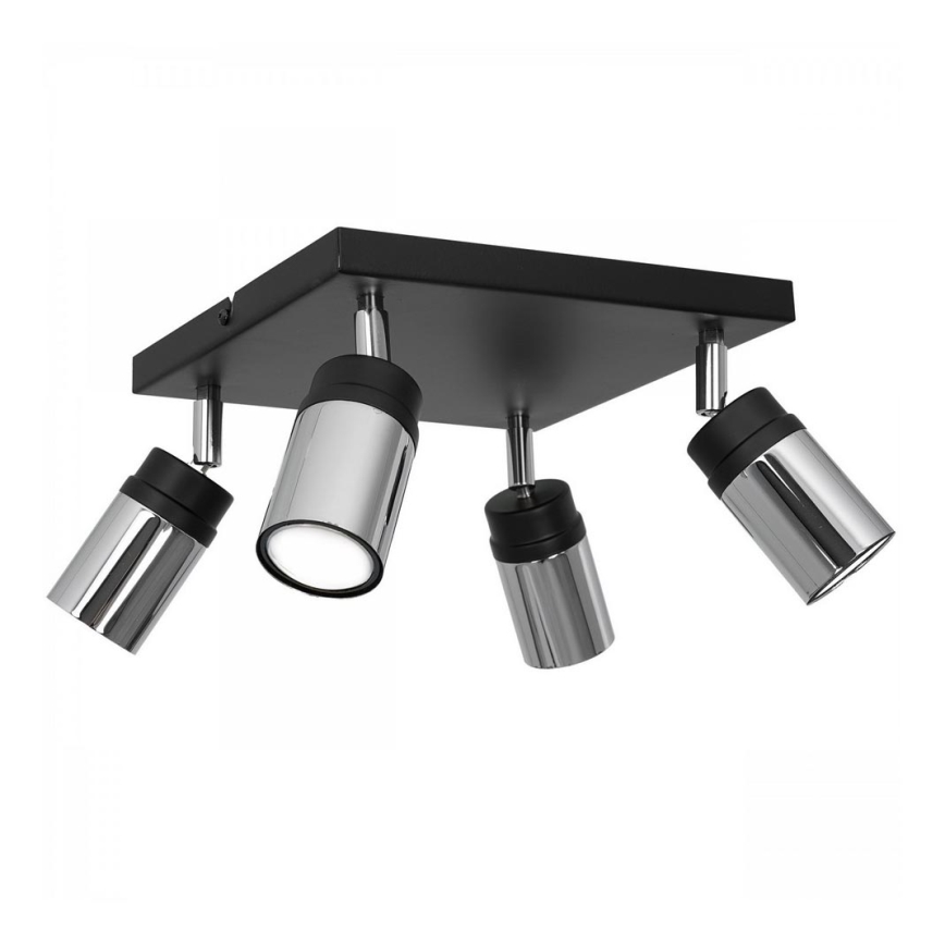Strahler NEST 4xGU10/8W/230V schwarz/glänzendes Chrom