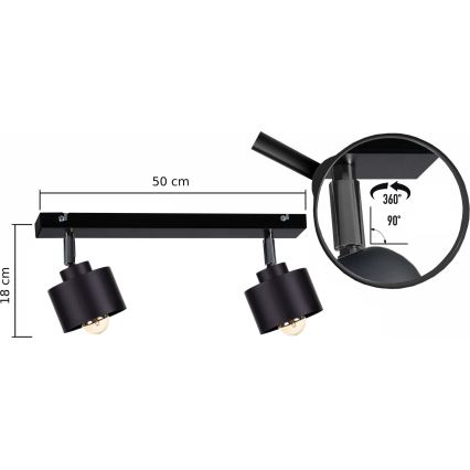Strahler SIMPLY BLACK 2xE27/60W/230V