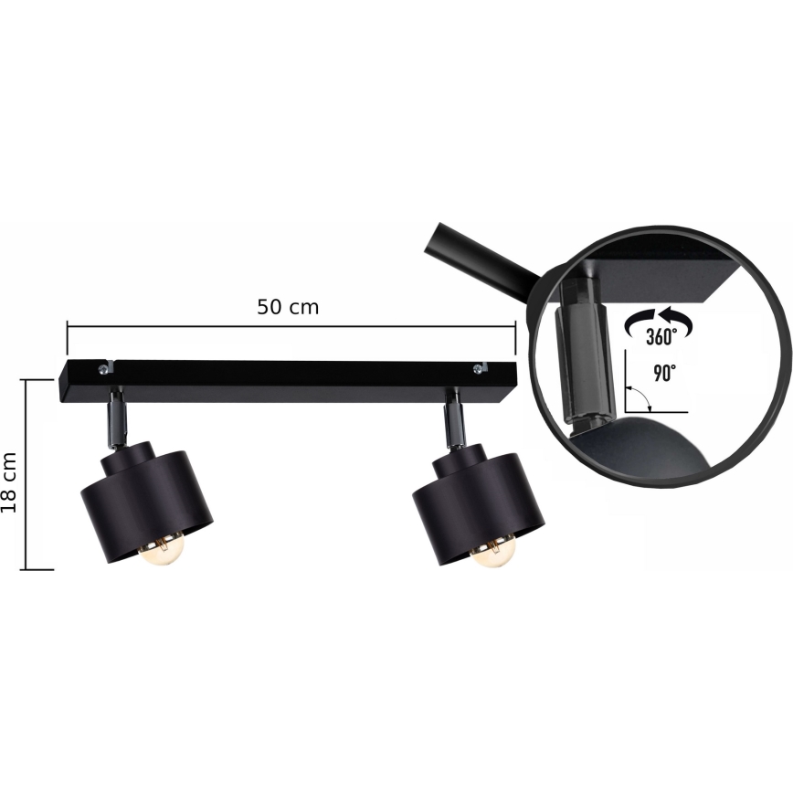Strahler SIMPLY BLACK 2xE27/60W/230V