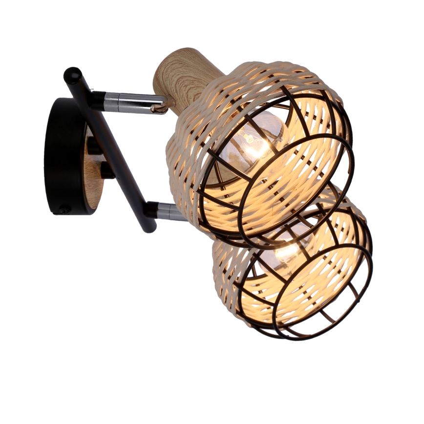 Strahler TAJGA 2xE14/40W/230V Rattan/schwarz