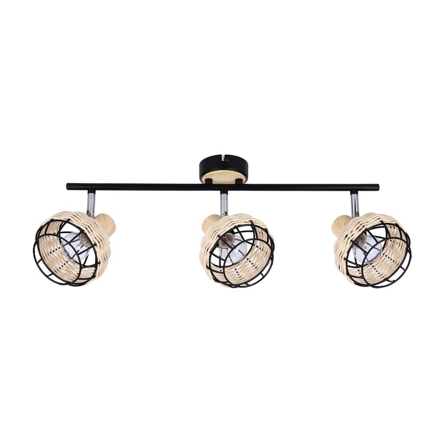 Strahler TAJGA 3xE14/40W/230V Rattan/schwarz