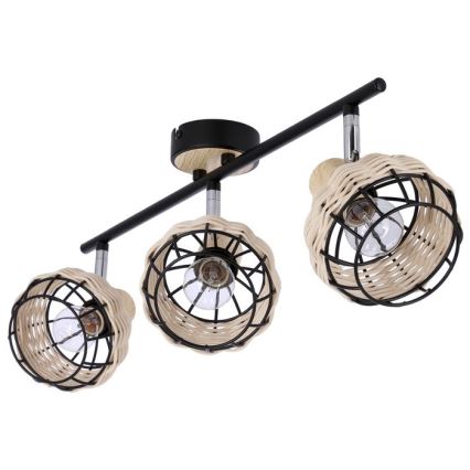 Strahler TAJGA 3xE14/40W/230V Rattan/schwarz