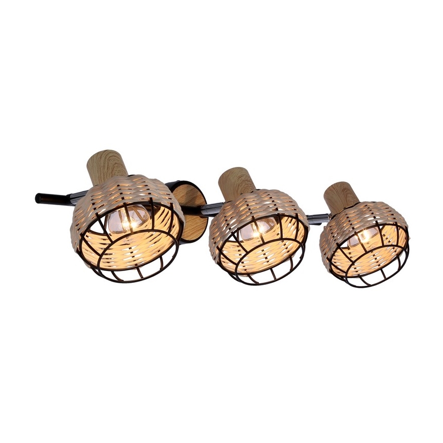 Strahler TAJGA 3xE14/40W/230V Rattan/schwarz