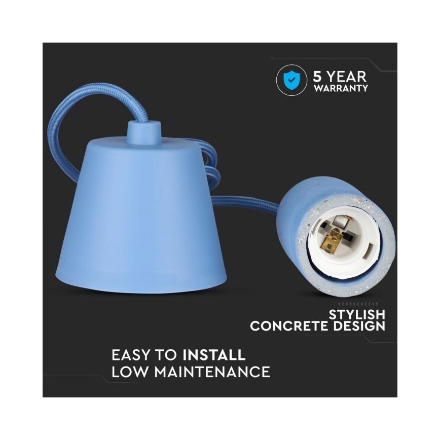 Stromkabel 1xE27/60W/230V Beton/blau