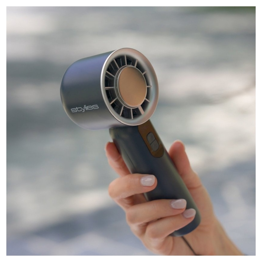 Stylies - Wiederaufladbarer Handventilator LACERTI 8W/5V 3000 mAh blau