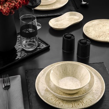 Tafelservice 27-teilig, beige/Porzellan