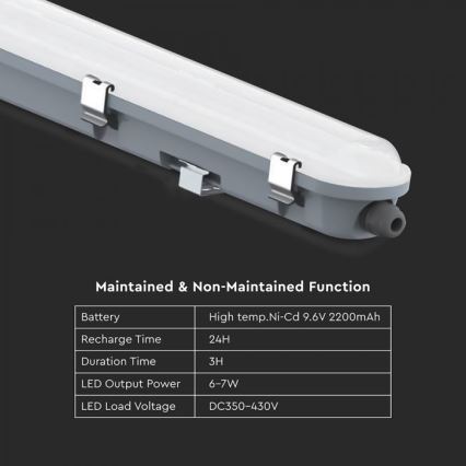 Technische LED-Röhrenleuchte mit Notlichtmodul LED/48W/230V 6500K IP65 2200 mAh 150 cm