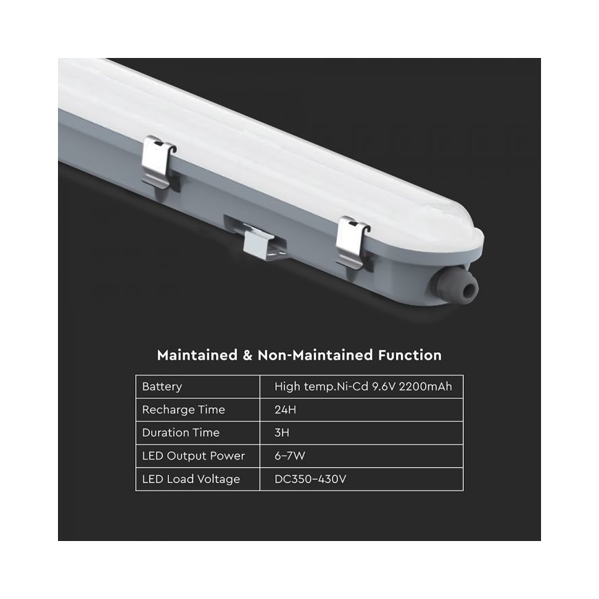 Technische LED-Röhrenleuchte mit Notlichtmodul LED/48W/230V 6500K IP65 2200 mAh 150 cm