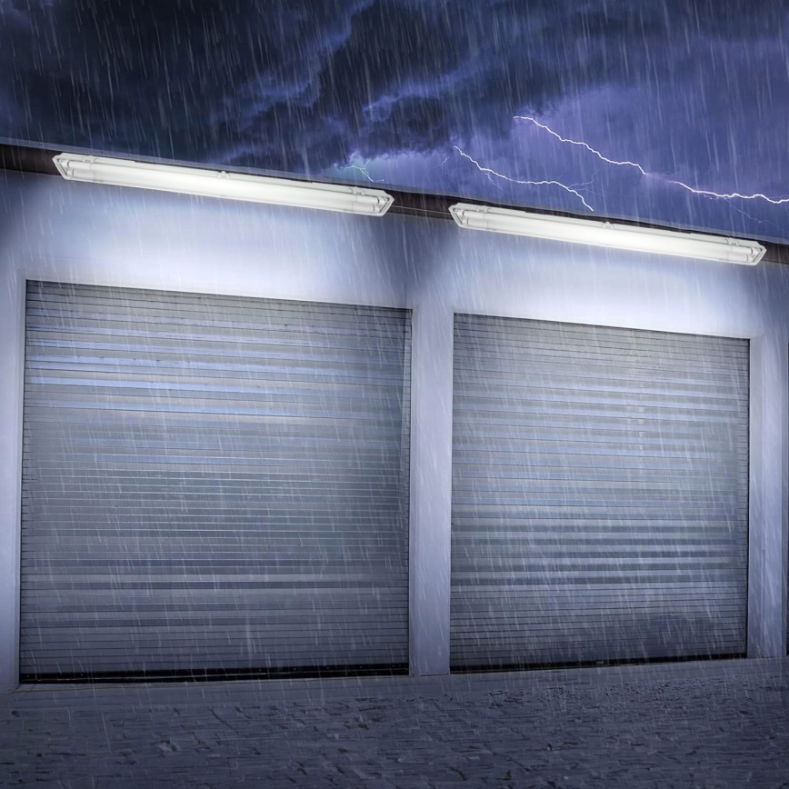 Technische LED-Röhrenleuchte T8, 2x G13, 20 W, 230 V, 6500 K, 120 cm, IP65, Weiß