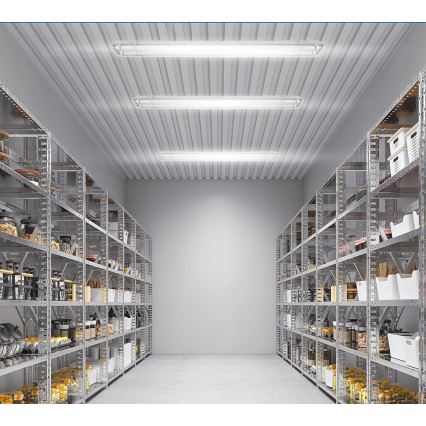 Technische LED-Röhrenleuchte T8, 2x G13, 20 W, 230 V, 6500 K, 120 cm, IP65, Weiß