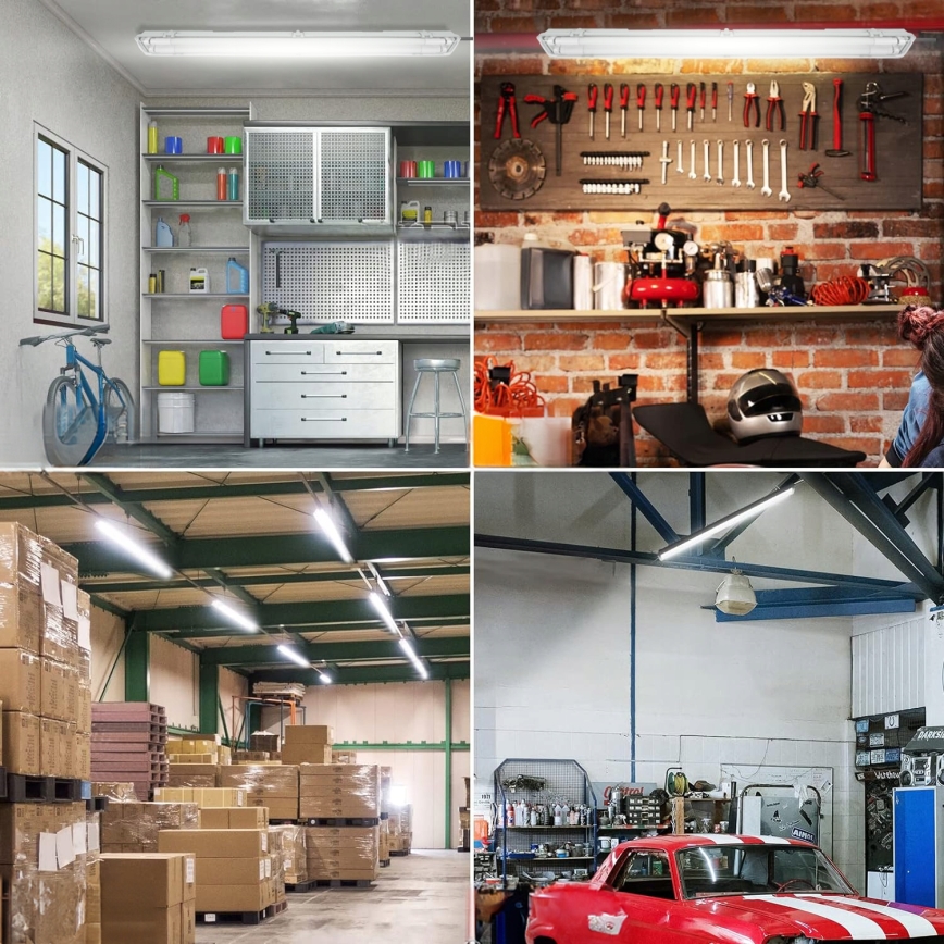 Technische LED-Röhrenleuchte T8, 2x G13, 20 W, 230 V, 6500 K, 120 cm, IP65, Weiß