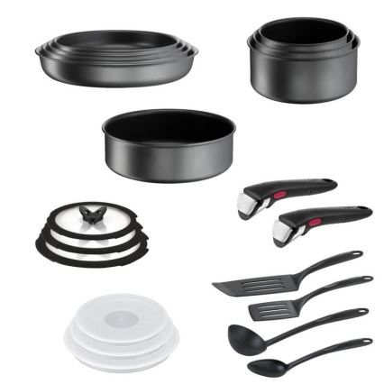 Tefal - 20-teiliges Kochgeschirrset INGENIO DAILY CHEF ON schwarz