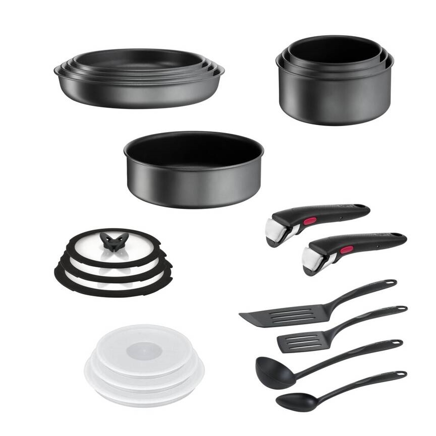 Tefal - 20-teiliges Kochgeschirrset INGENIO DAILY CHEF ON schwarz