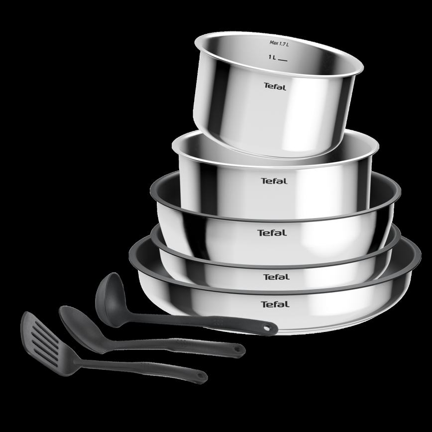 Tefal - 9-teiliges Kochgeschirrset INGENIO COOK, Edelstahl