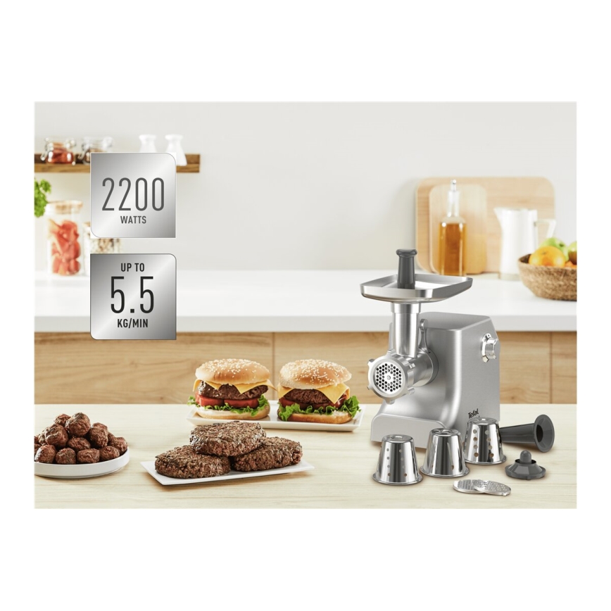 Tefal - Fleischwolf 8in1 2200W/230V silbern