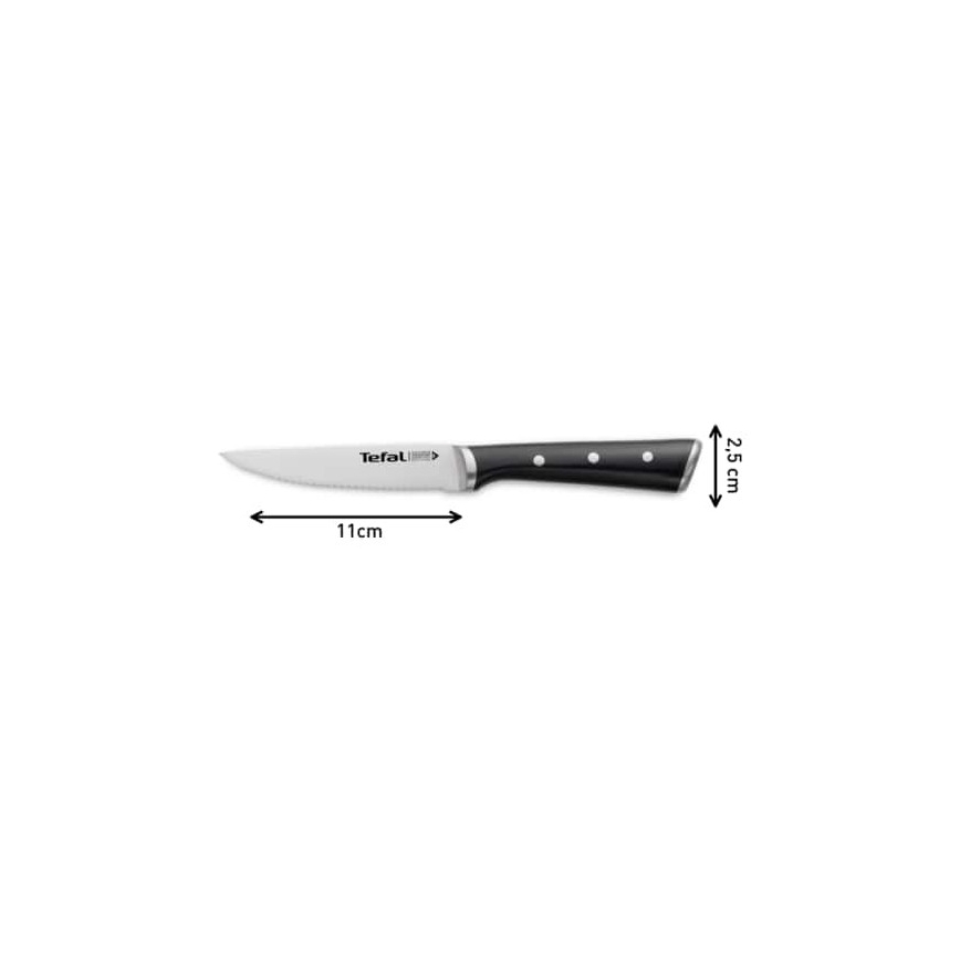 Tefal - ICE FORCE Steakmesser-Set aus Edelstahl, 11 cm, glänzender Chrom/Schwarz, 4 Stück