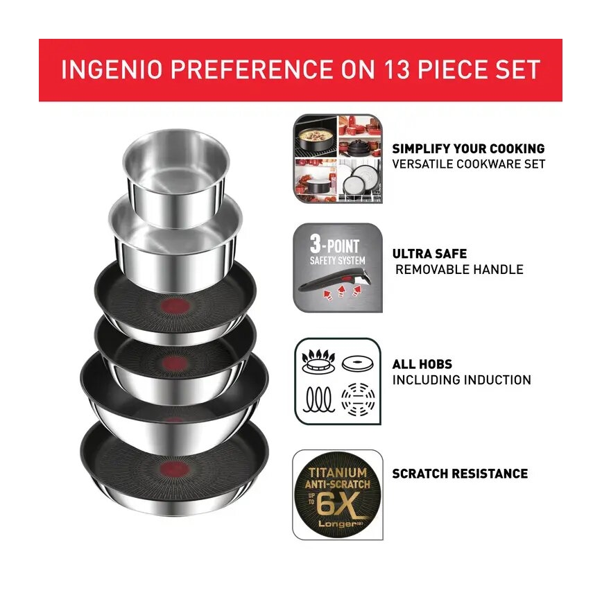 Tefal - Kochgeschirr-Set 13 Stk. INGENIO PREFERENCE ON Edelstahl