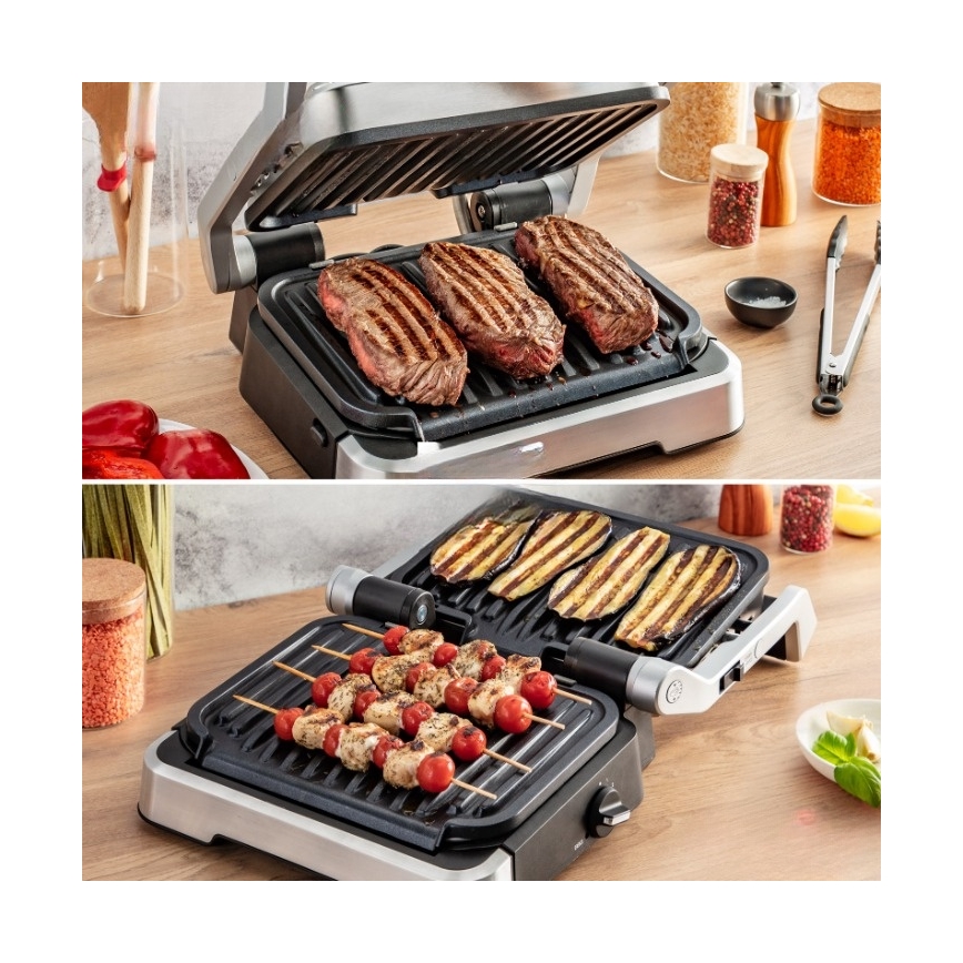 Tefal - Kontaktgrill OPTIGRILL 4-in-1 2100 W/230 V Edelstahl