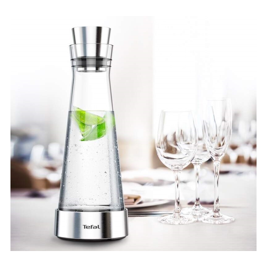 Tefal - Kühlkaraffe aus Glas FLOW SLIM 1 l Edelstahl/Glas