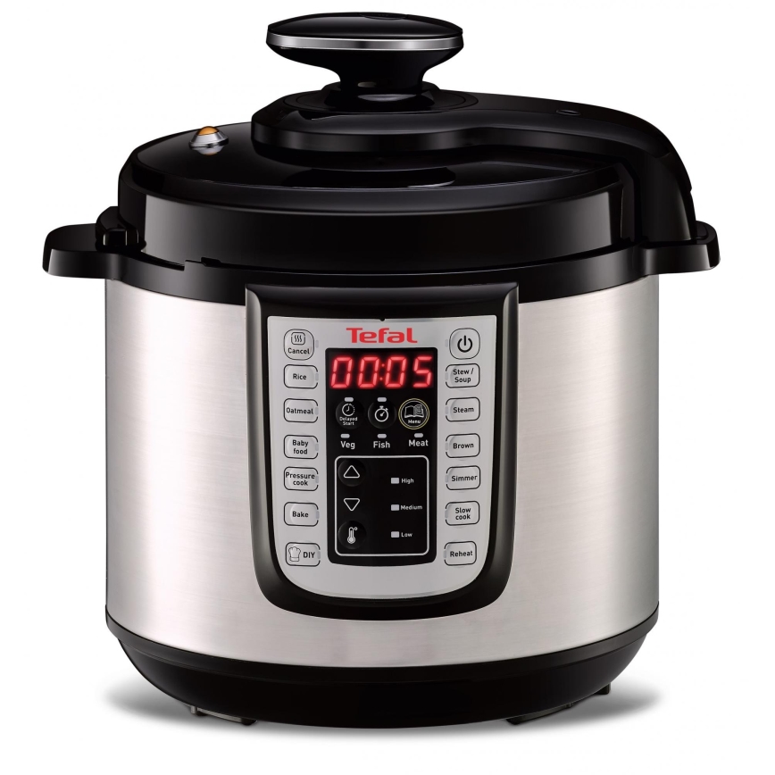 Tefal - Multifunktionaler elektrischer Schnellkochtopf ALL IN ONE POT 1100W/230V matt Chrom/Schwarz
