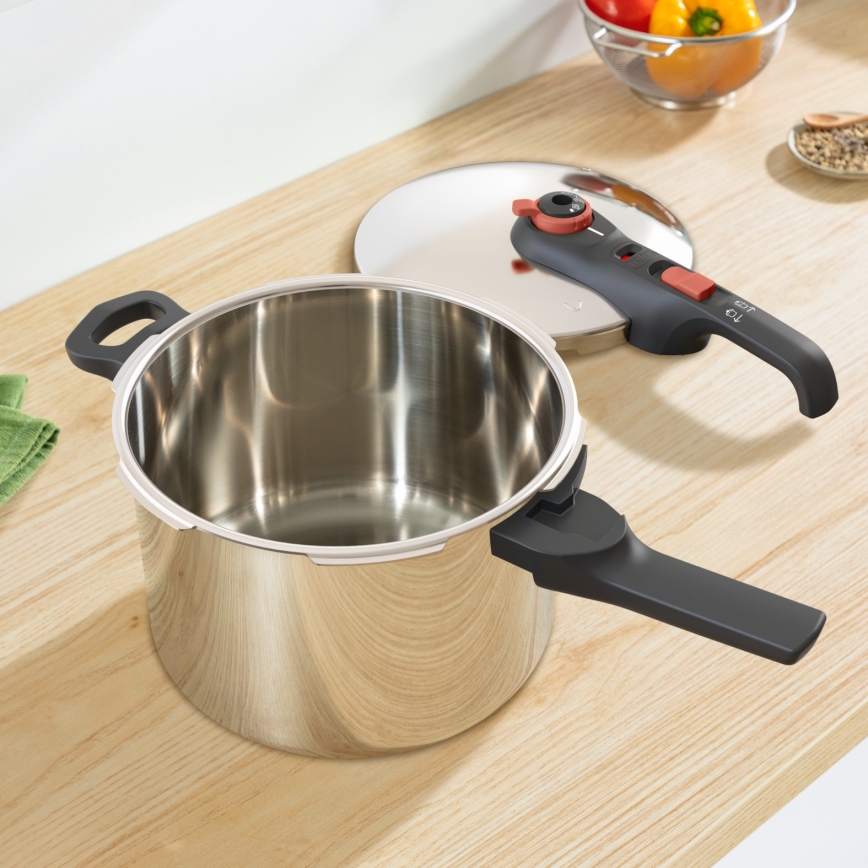 Tefal - Schnellkochtopf 6 l SECURE TRENDY + 5-teiliges Set INGENIO EMOTION