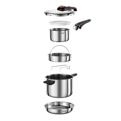 Tefal - Schnellkochtopf 6 l SECURE TRENDY + 5-teiliges Set INGENIO EMOTION