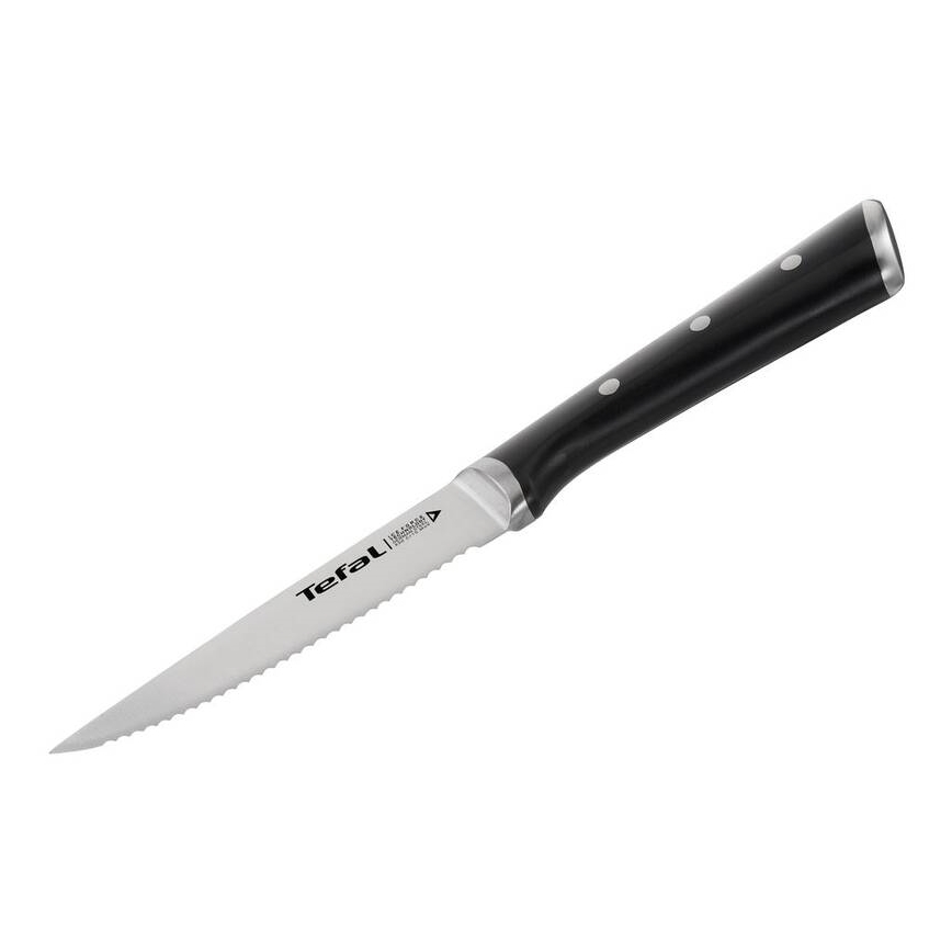Tefal - SET 4x Edelstahl-Steakmesser ICE FORCE 11 cm glänzendes Chrom/schwarz