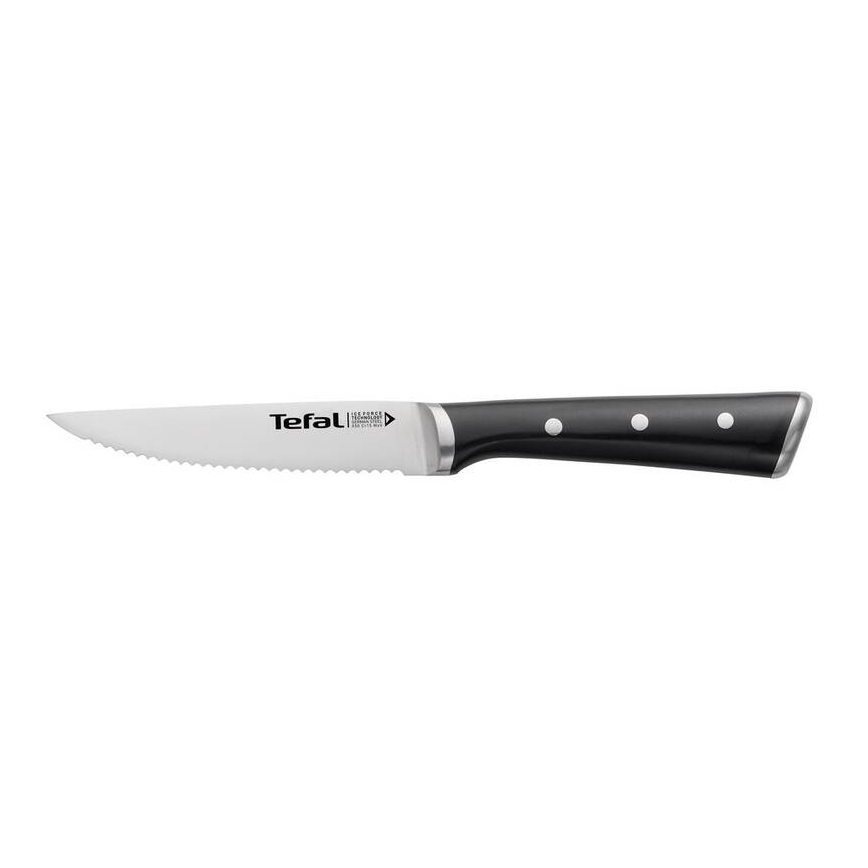 Tefal - SET 4x Edelstahl-Steakmesser ICE FORCE 11 cm glänzendes Chrom/schwarz