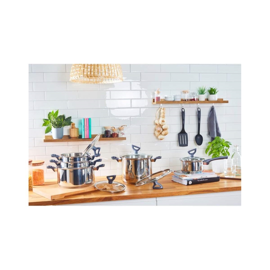 Tefal - Topfset 10 Stk. DAILY COOK Edelstahl