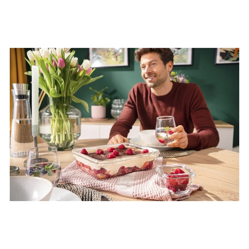 Tefal - Vorratsdose 3 l MSEAL GLASS rot/Glas