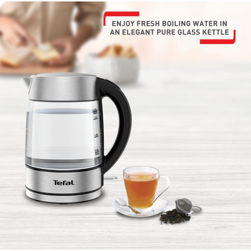 Tefal - Wasserkocher GLASS 1,7 l  2200W/230V matt Chrom